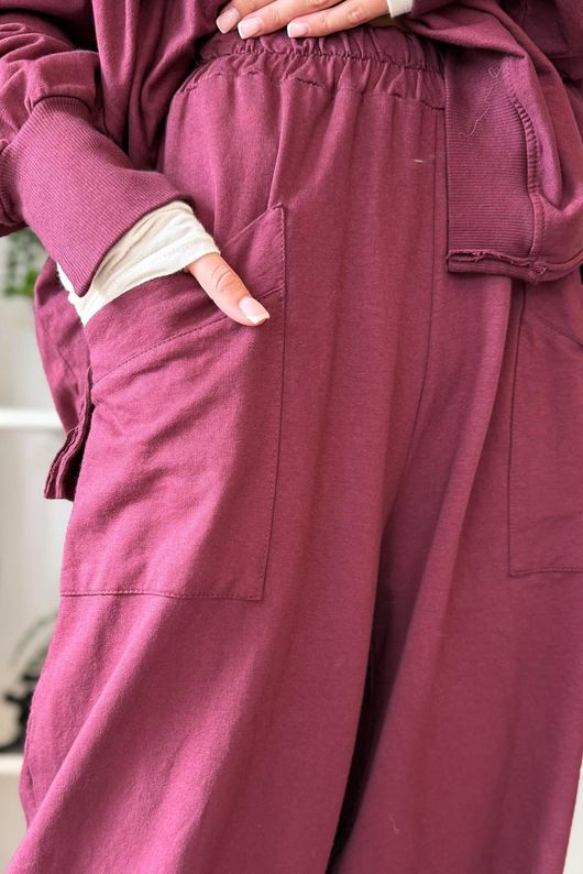 Lagen Shelby Barrel Pant Aubergine